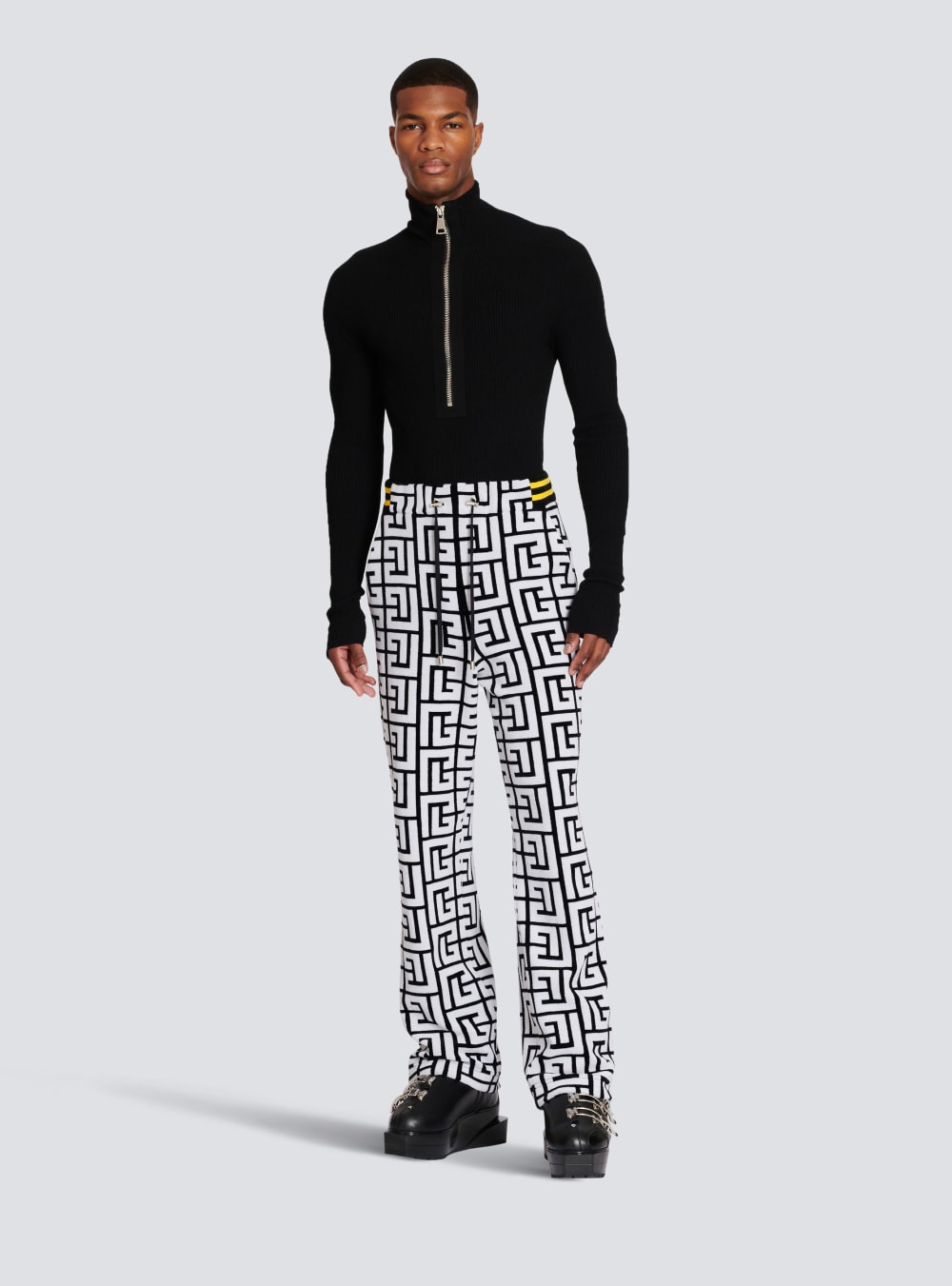 Men's Balmain Velvet With Large Monogram Trousers Black | USA 9qL3VW0u