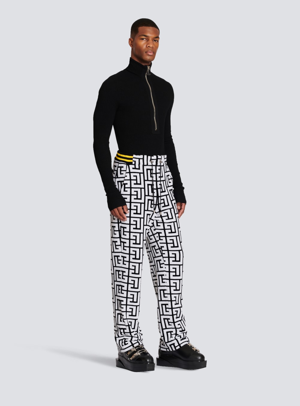 Men's Balmain Velvet With Large Monogram Trousers Black | USA 9qL3VW0u