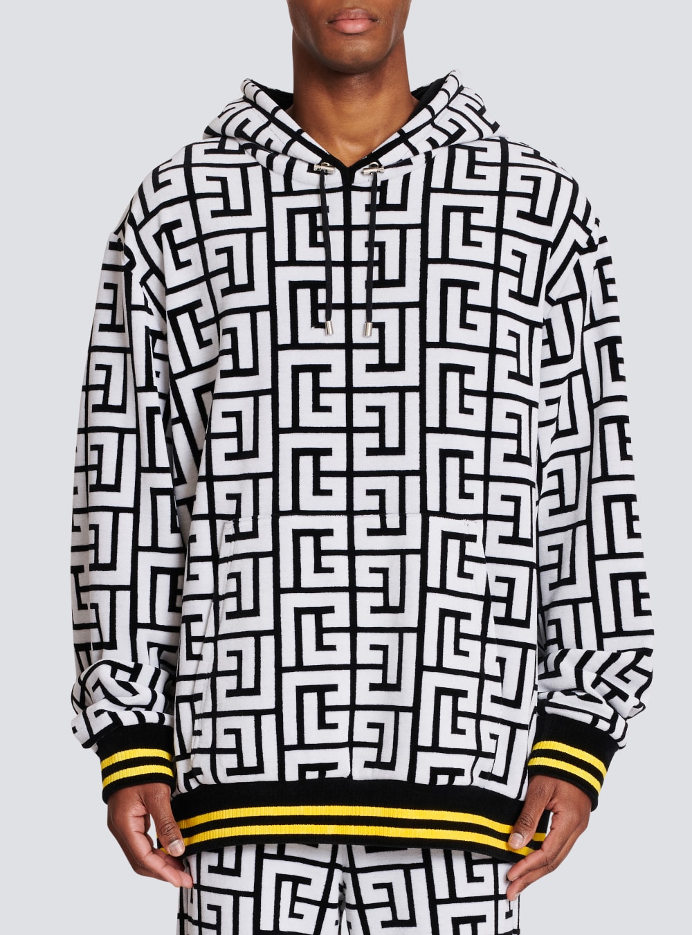 Men's Balmain Velvet With Large Monogram Sweatshirts Black | USA gapOMgCJ