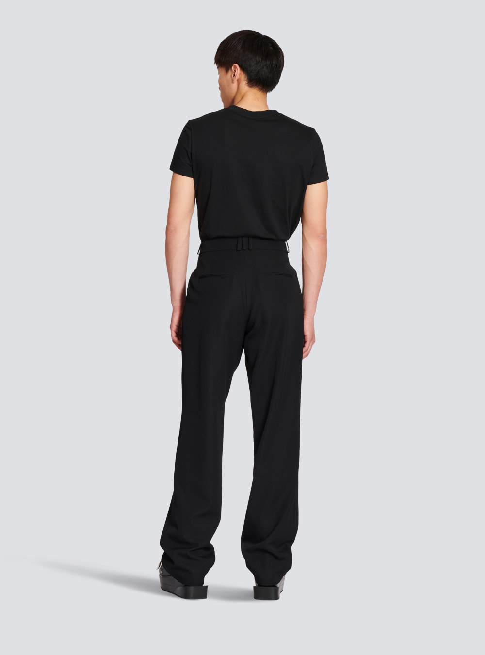 Men's Balmain Wide-leg Wool Trousers Black | USA dv6qrGgF