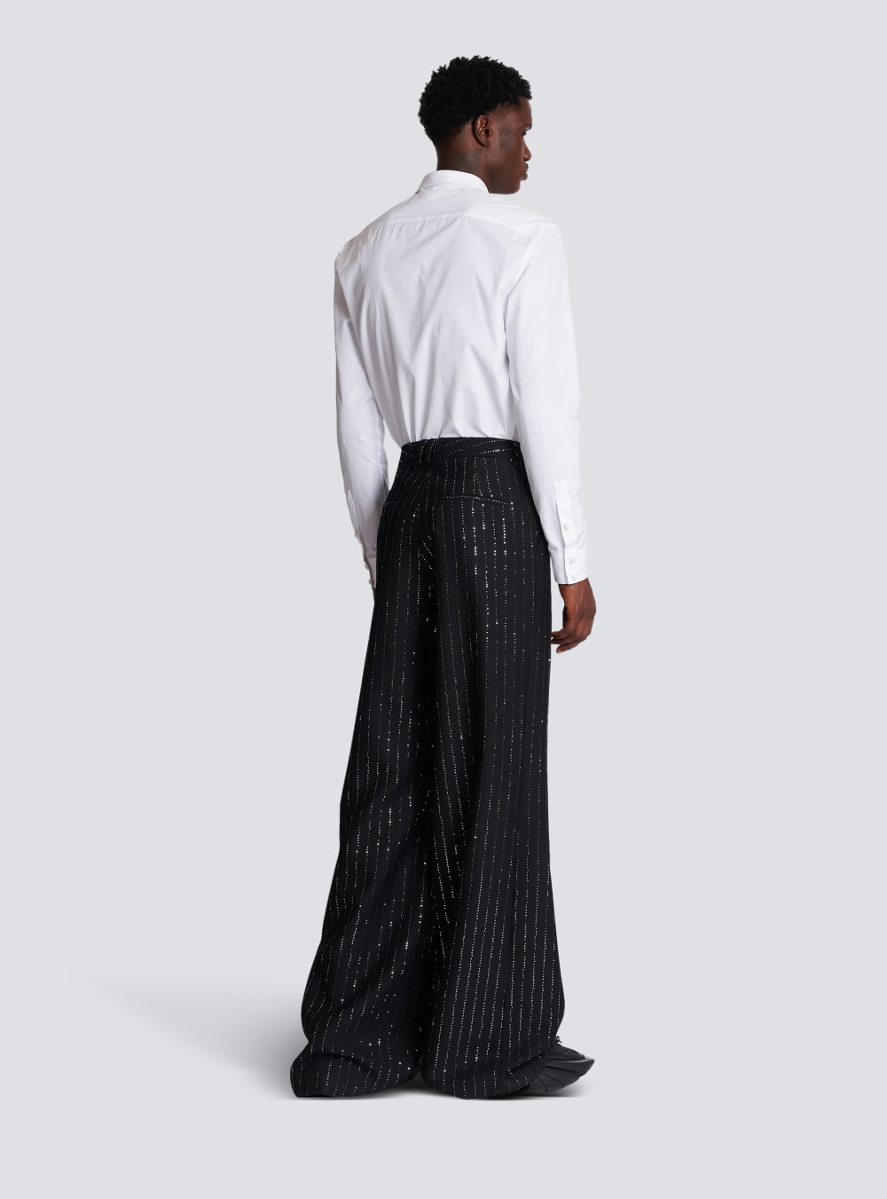 Men's Balmain With Sequin Stripes Trousers Black | USA 2KcDtwJl