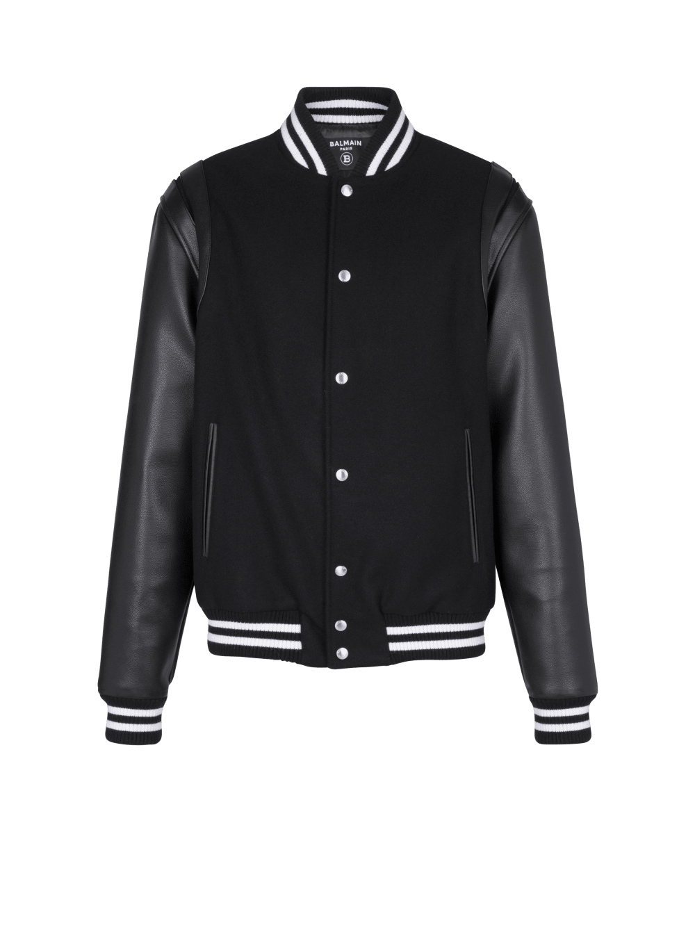 Men\'s Balmain Wool And Leather Teddy Jackets Black | USA AHht0U6J