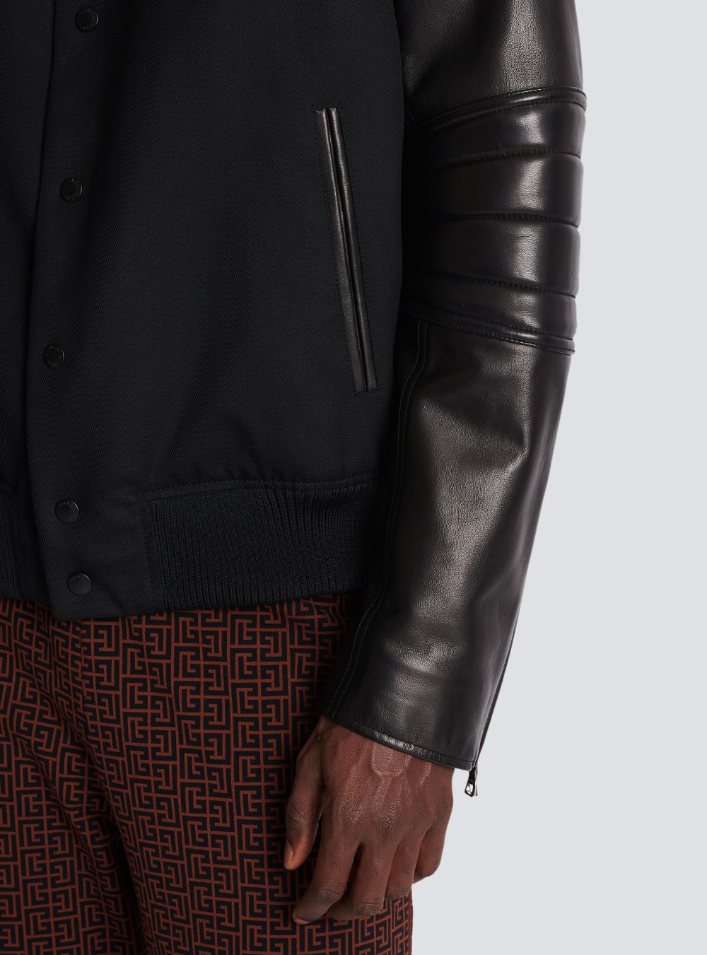 Men's Balmain Wool And Leather Varsity Jackets Black | USA 83idOIZj