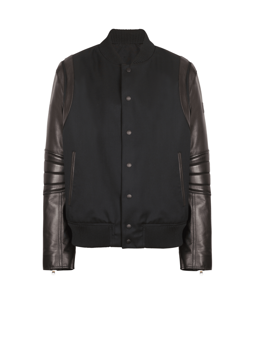 Men\'s Balmain Wool And Leather Varsity Jackets Black | USA 83idOIZj