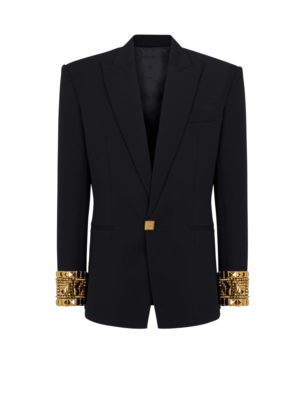 Men\'s Balmain Wool Embroidered With Pyramid Studs Blazers Black | USA YJ4Lax15