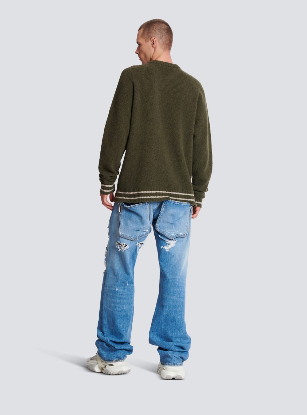 Men's Balmain Wool Jumpers Khaki | USA wXySBjnj