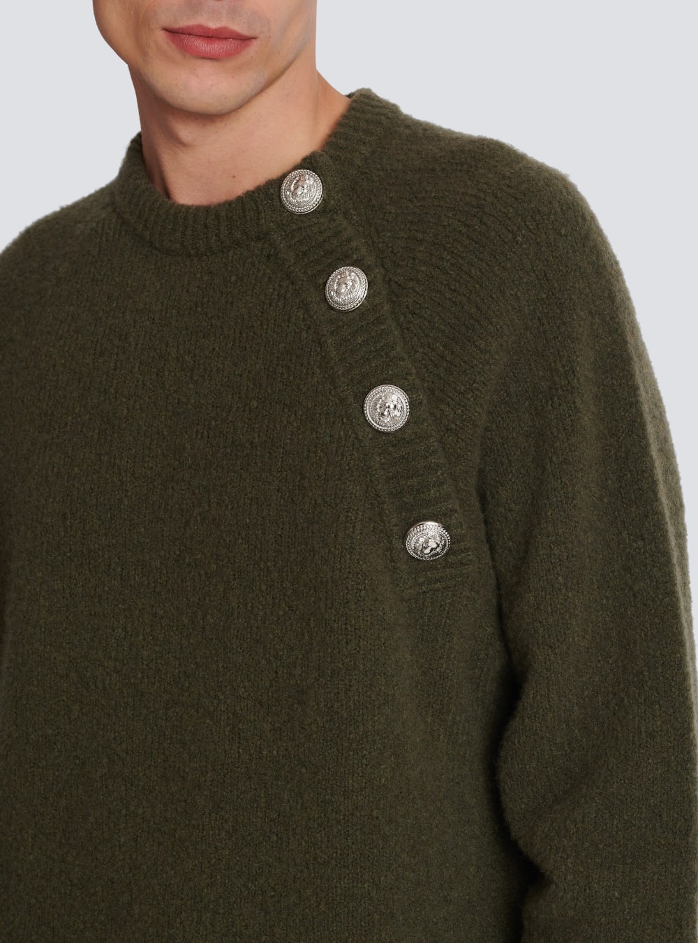 Men's Balmain Wool Jumpers Khaki | USA wXySBjnj