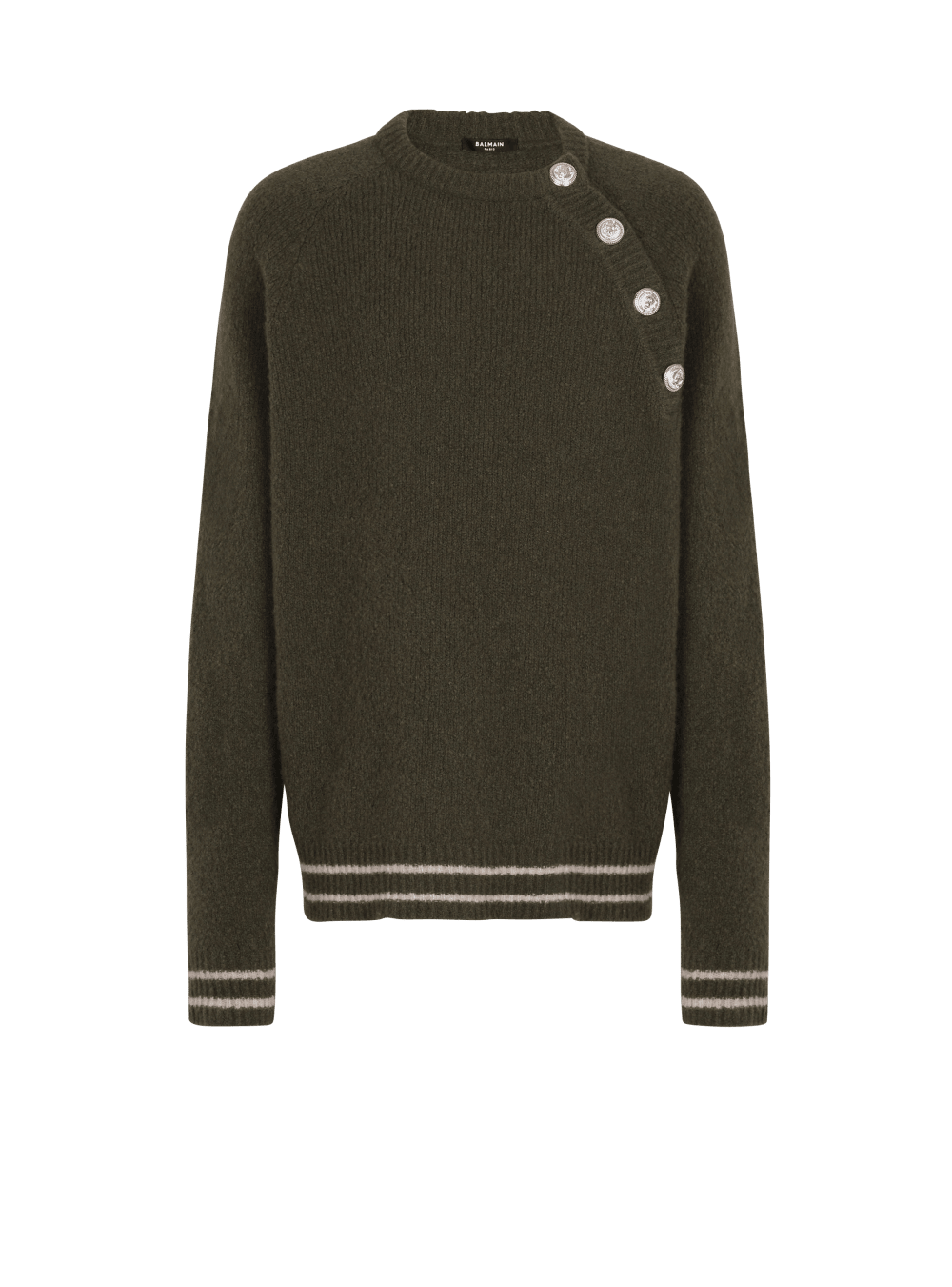 Men\'s Balmain Wool Jumpers Khaki | USA wXySBjnj