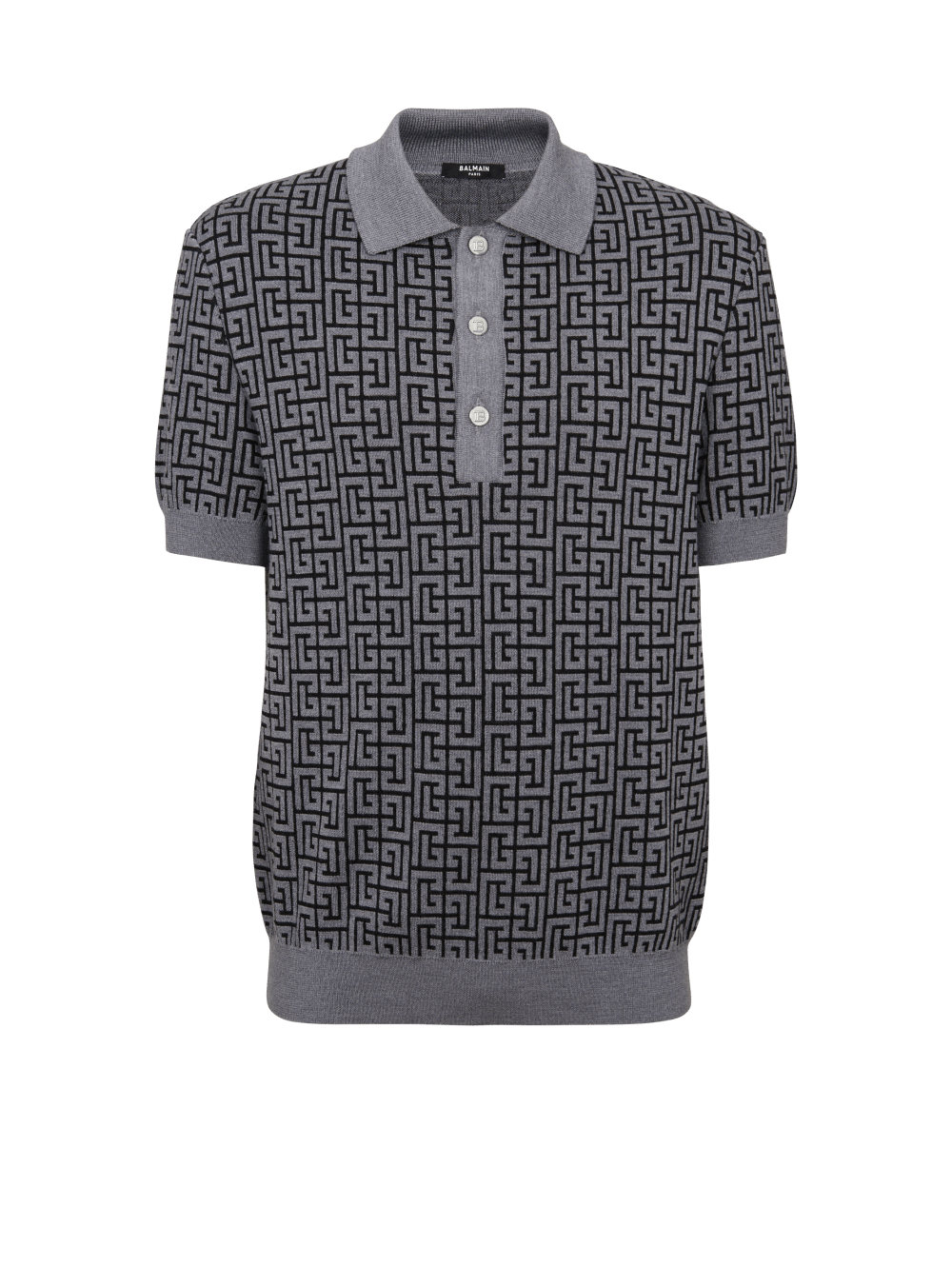 Men\'s Balmain Wool Polo With Monogram Shirts Grey | USA 5aezeYed