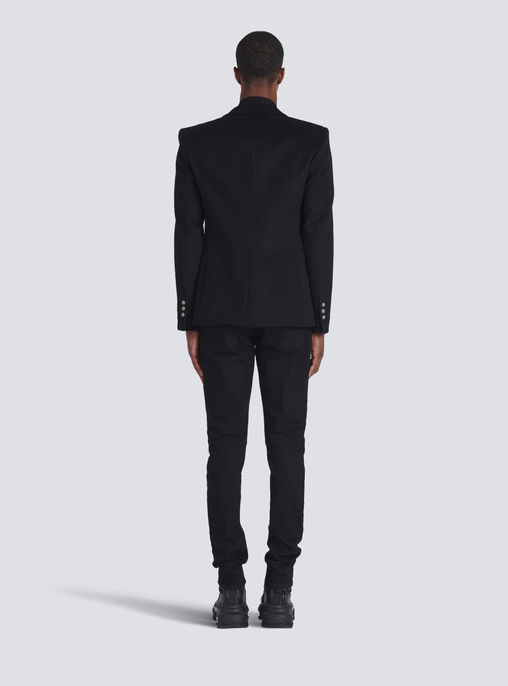 Men's Balmain Wool With Double-breasted Silver-tone Buttoned Fastening Blazers Black | USA 3x6UkYXN