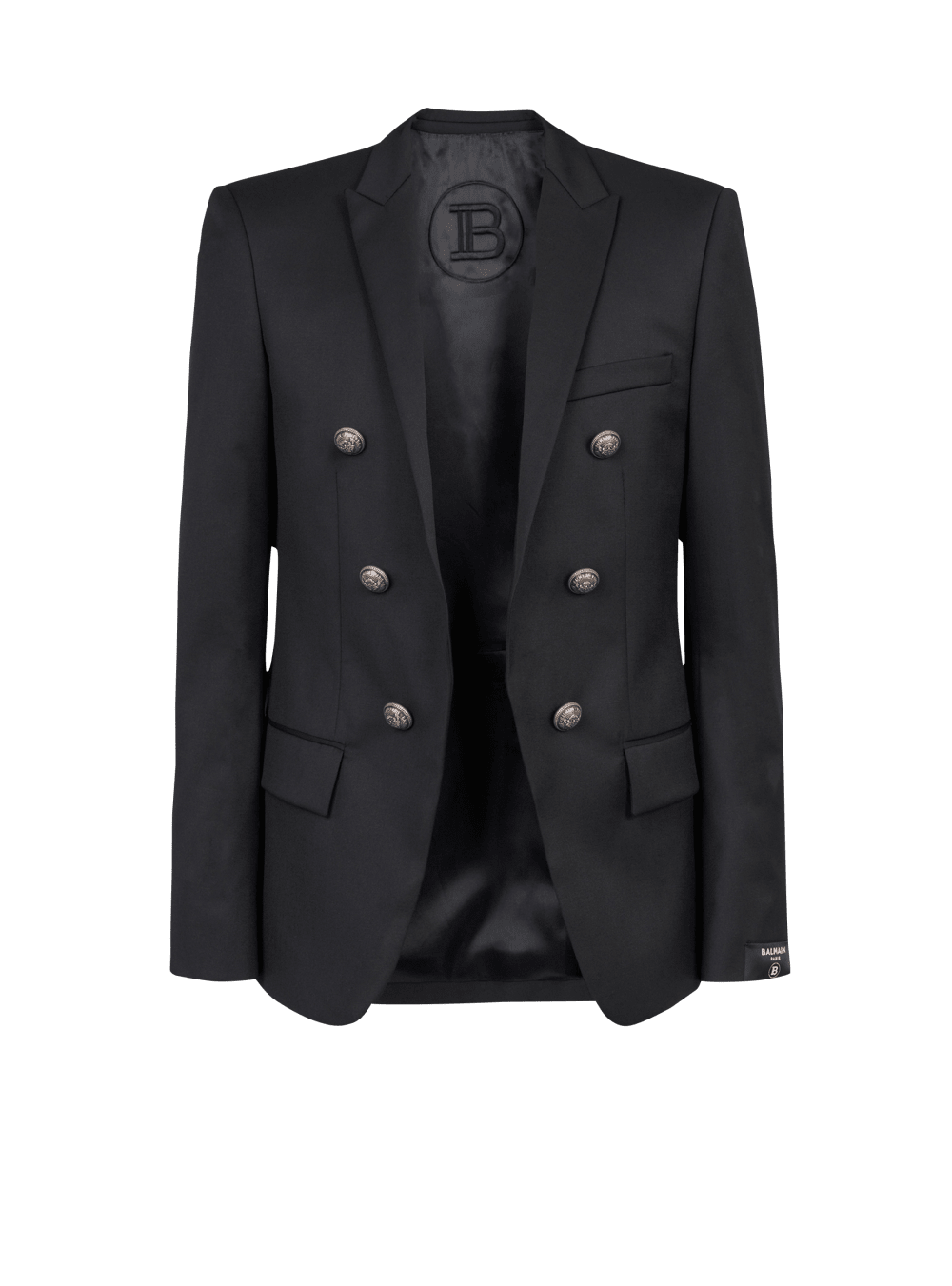 Men\'s Balmain Wool With Double-breasted Silver-tone Buttoned Fastening Blazers Black | USA C3PiBnWU