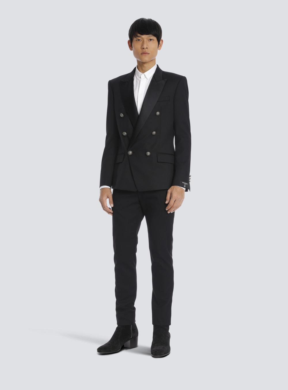 Men's Balmain Wool With Double-breasted Silver-tone Buttoned Fastening Blazers Black | USA gUwaR0KG