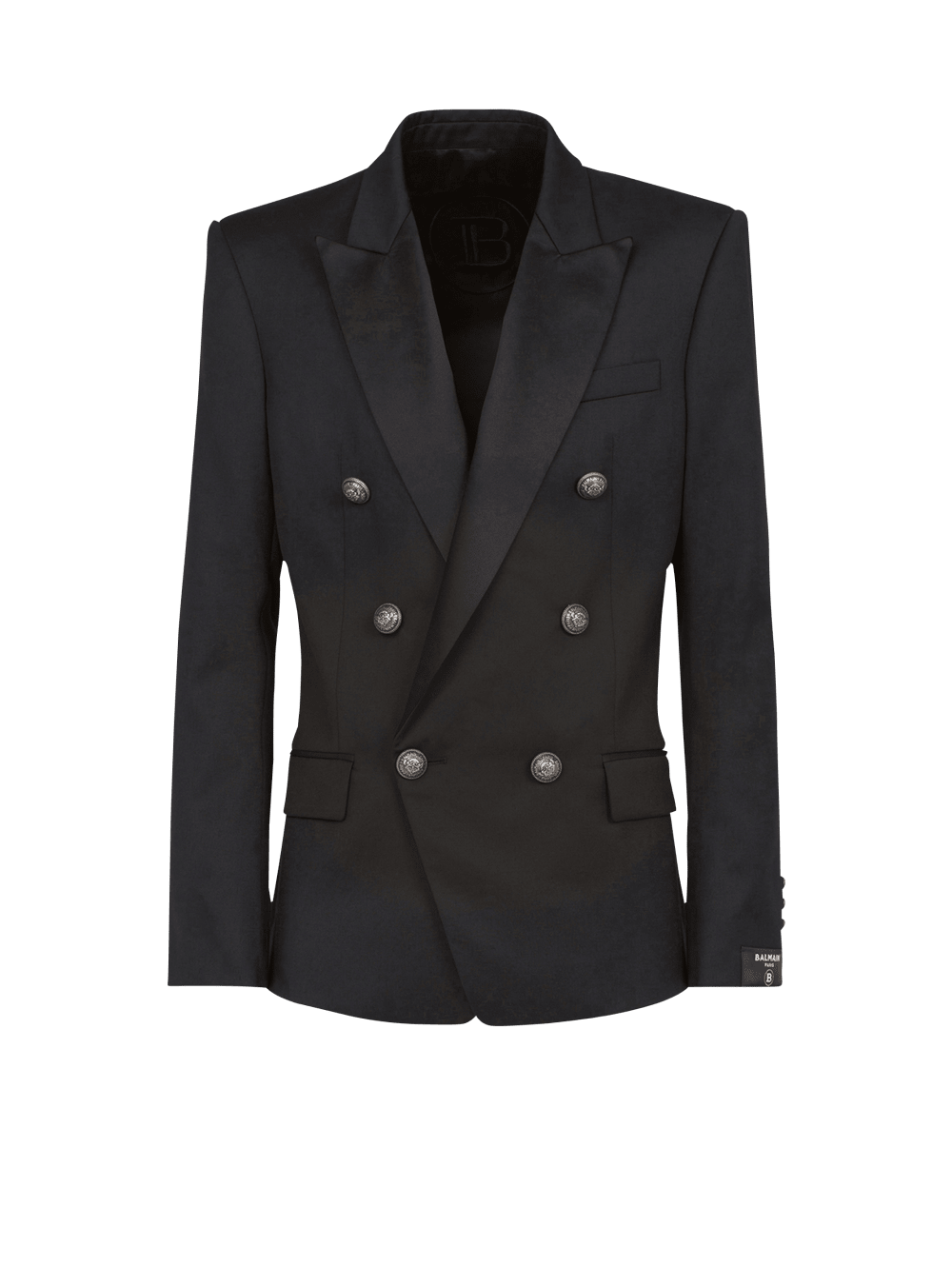 Men\'s Balmain Wool With Double-breasted Silver-tone Buttoned Fastening Blazers Black | USA gUwaR0KG