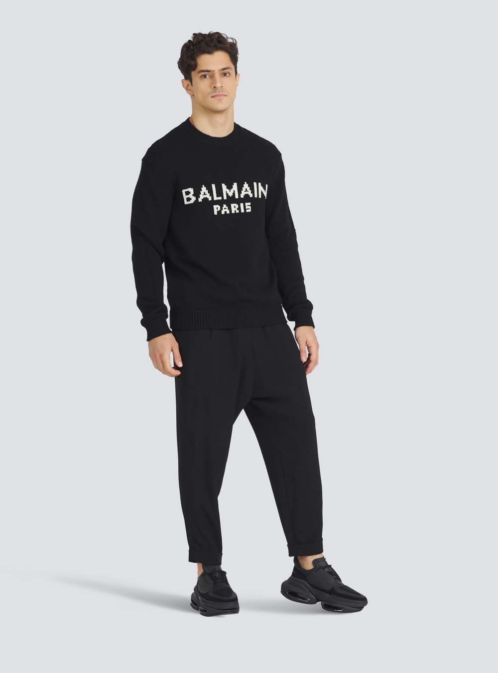 Men's Balmain Wool With Logo Jumpers Black | USA rNmlEsAH