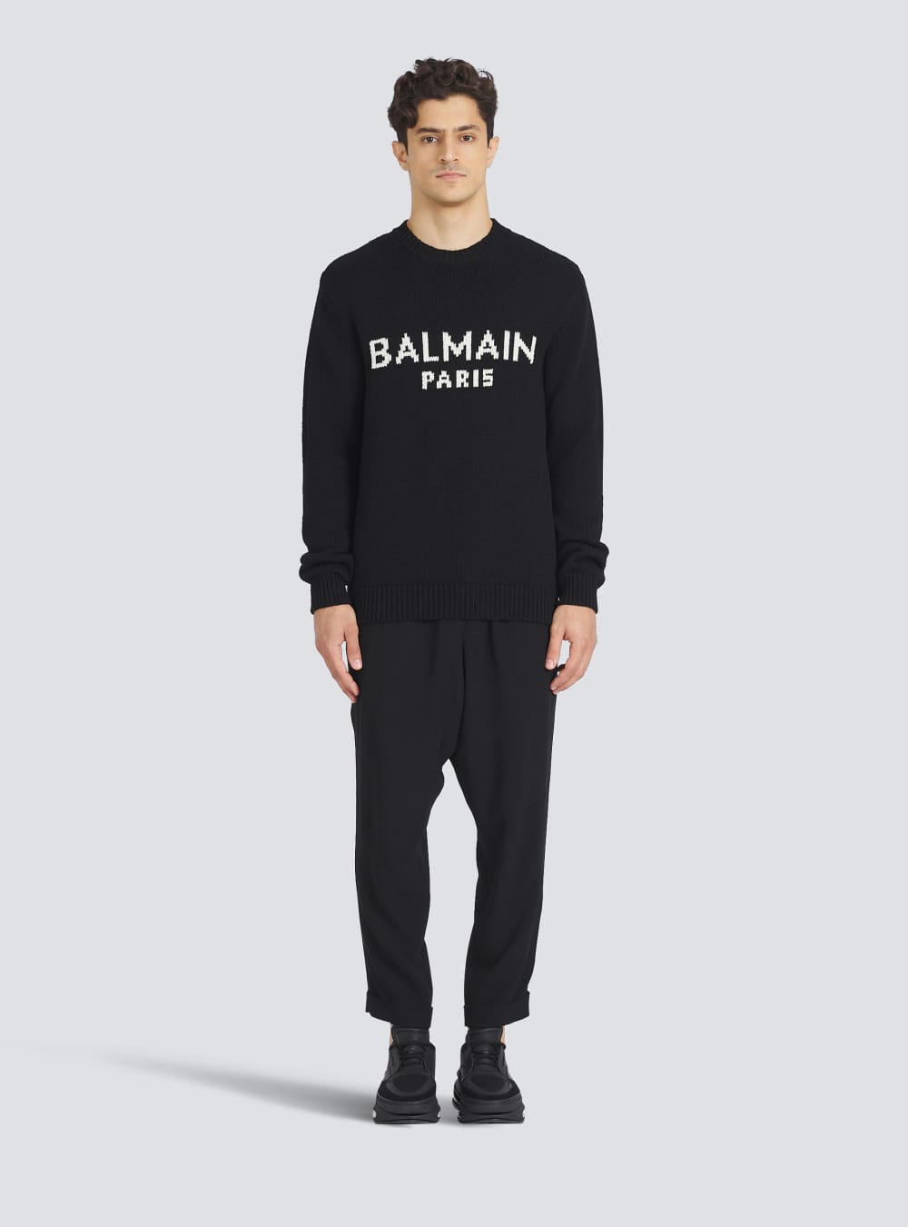 Men's Balmain Wool With Logo Jumpers Black | USA rNmlEsAH