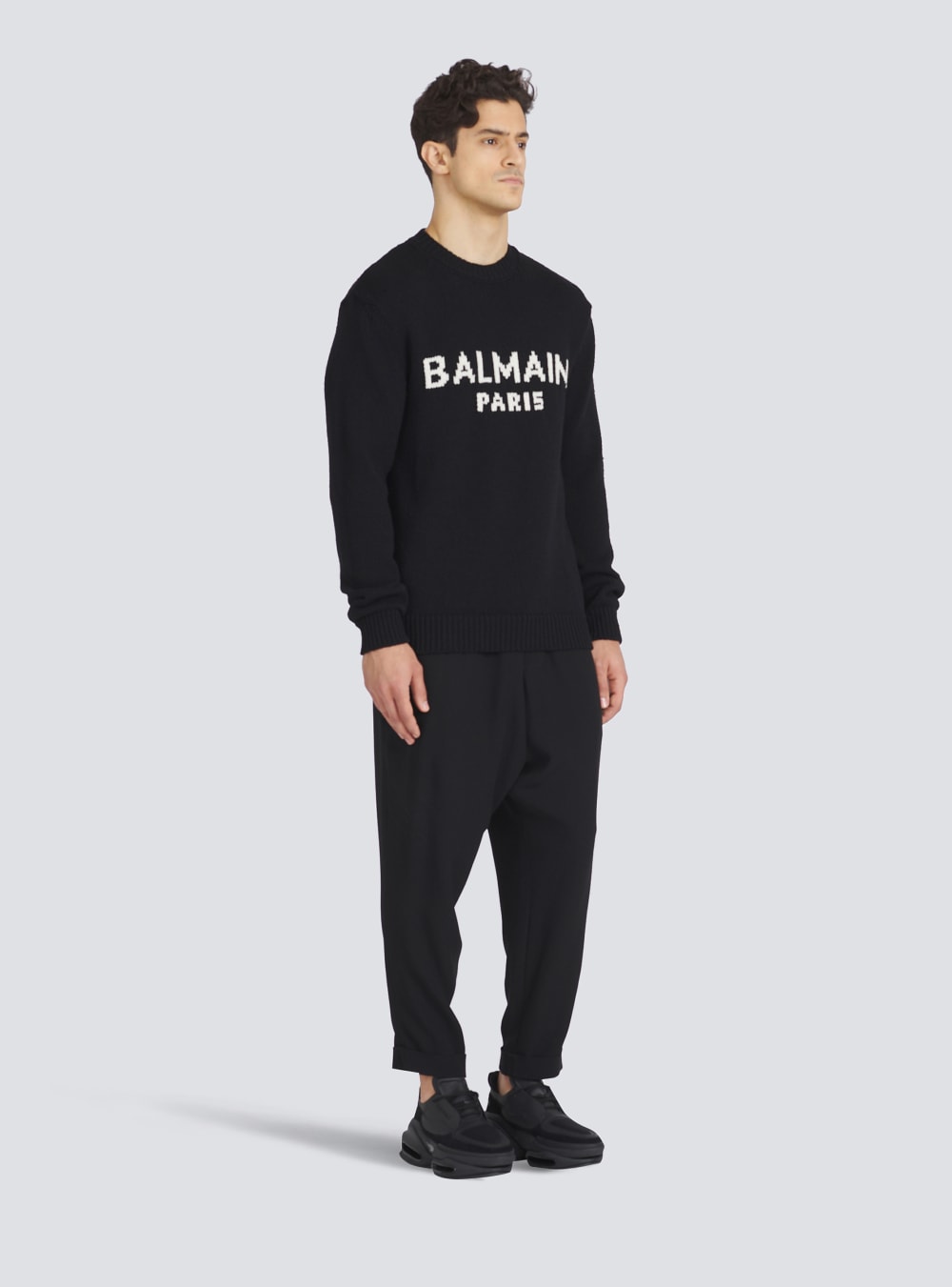 Men's Balmain Wool With Logo Jumpers Black | USA rNmlEsAH