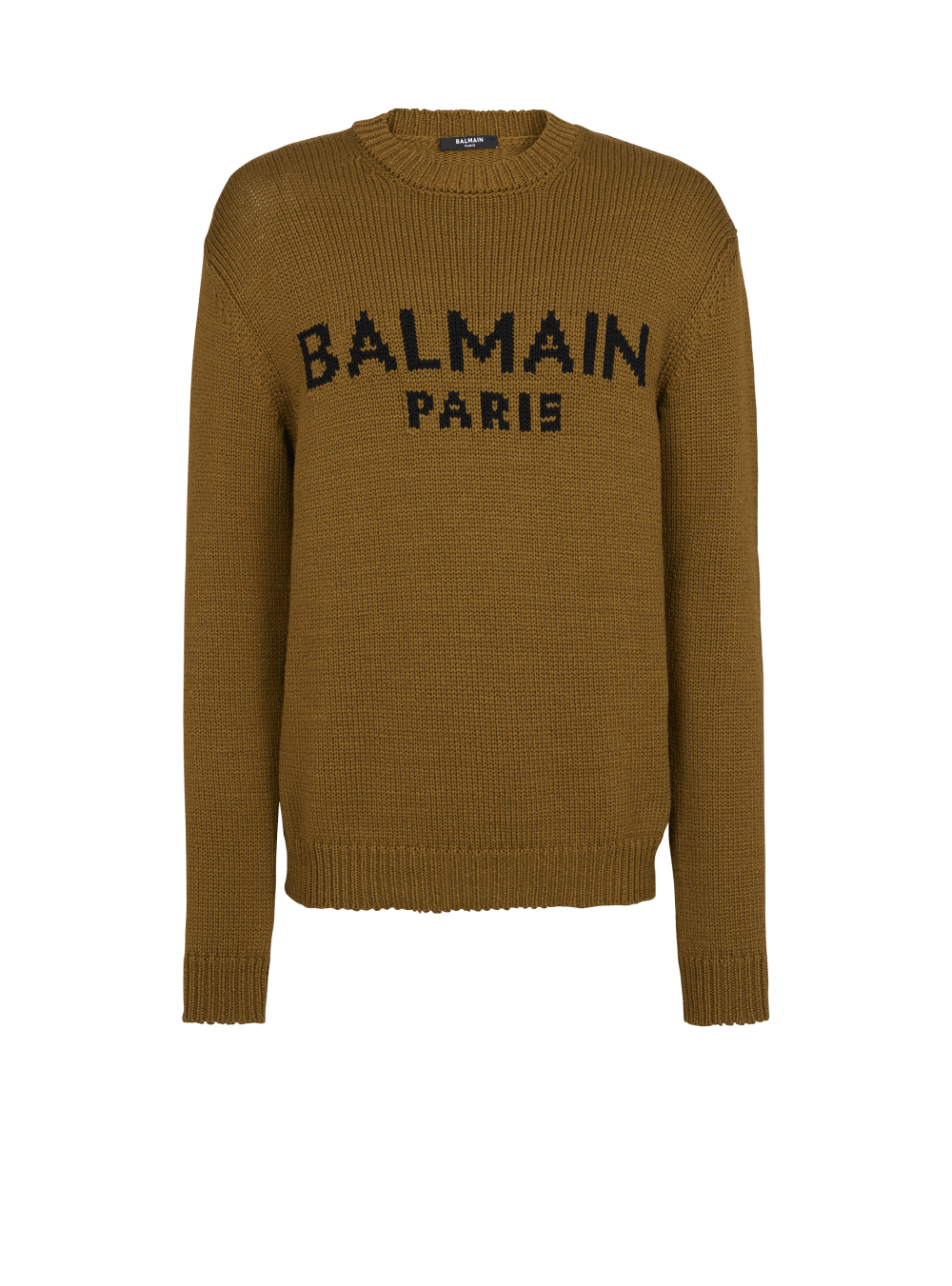 Men\'s Balmain Wool With Logo Jumpers Khaki | USA 04IlA7O3