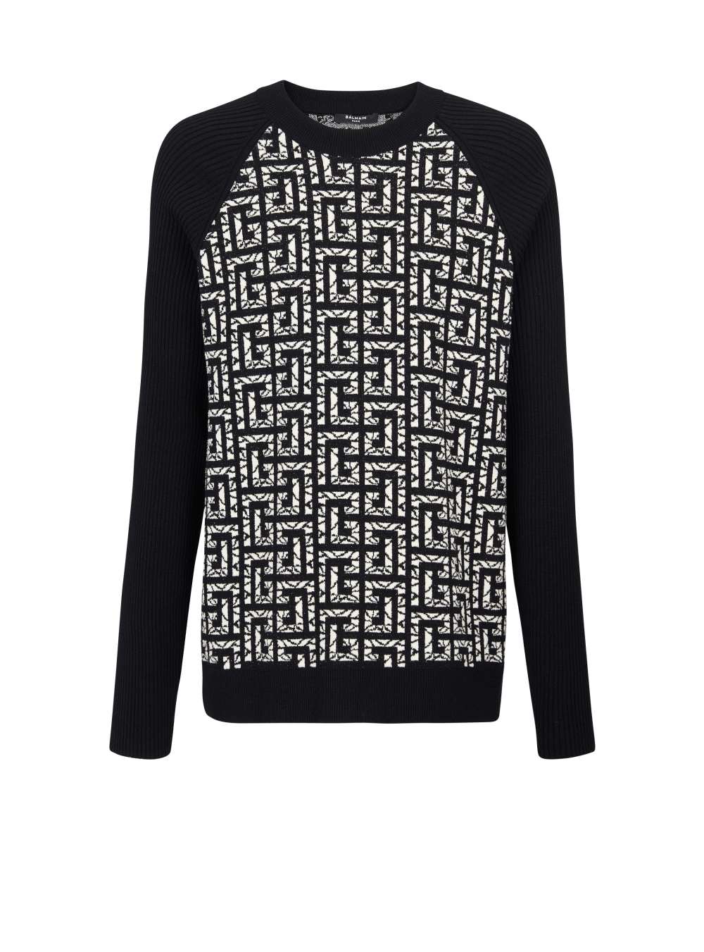 Men\'s Balmain Wool With Marbled Monogram Jumpers Black | USA H2Uz8uK9