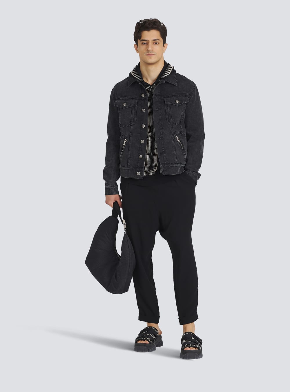 Men's Balmain Wool With Maxi Monogram Sweaters Black | USA RkUliSvD