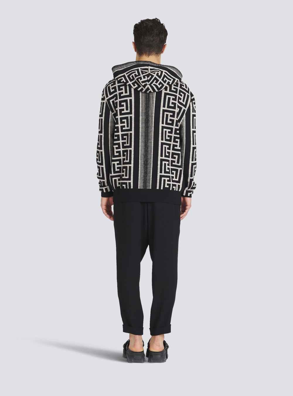 Men's Balmain Wool With Maxi Monogram Sweaters Black | USA RkUliSvD