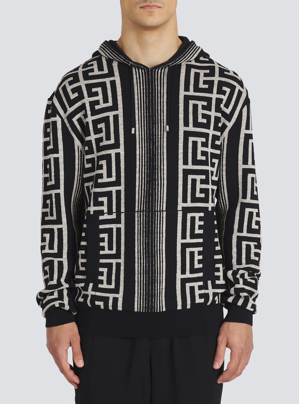 Men's Balmain Wool With Maxi Monogram Sweaters Black | USA RkUliSvD