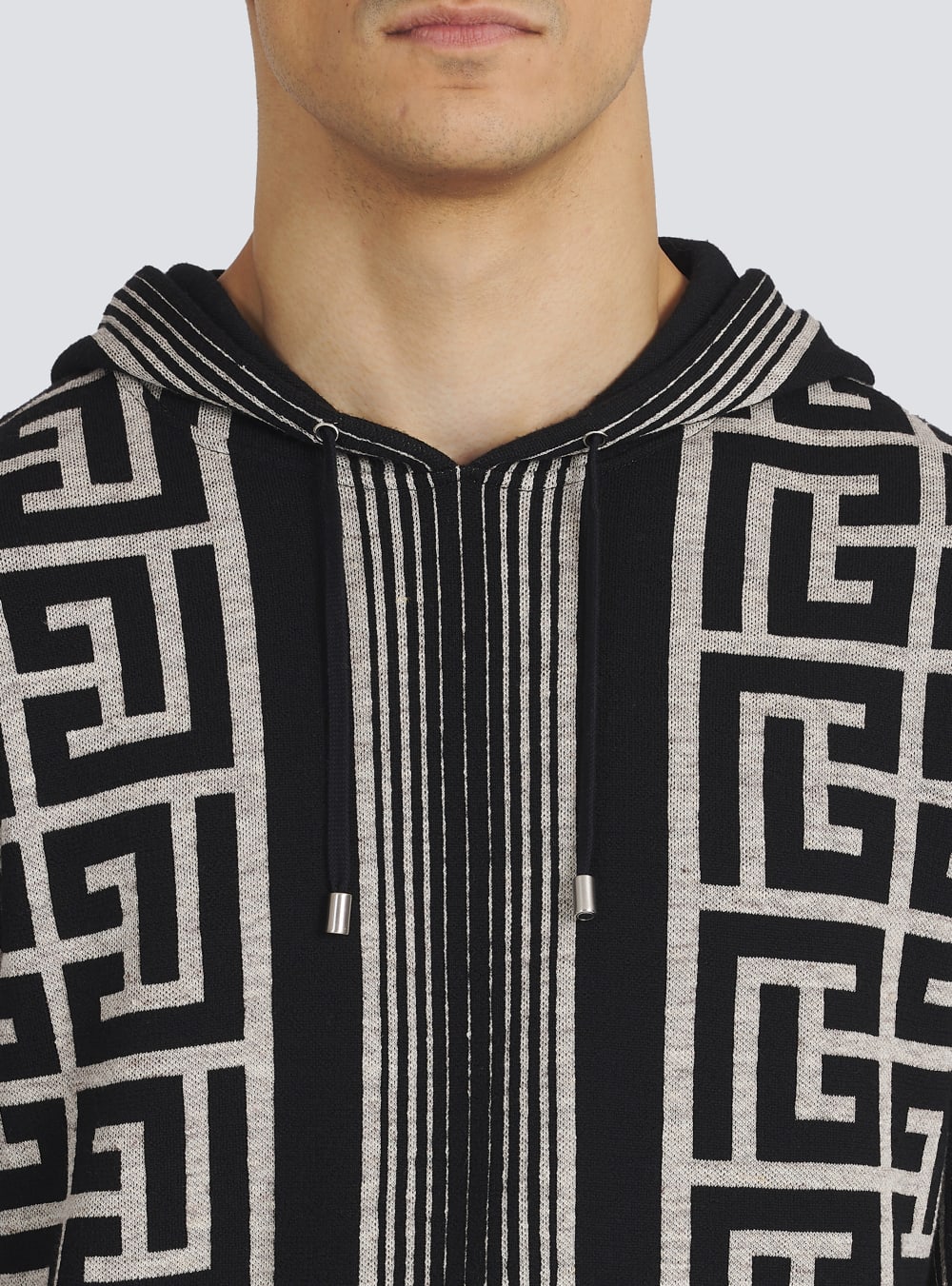 Men's Balmain Wool With Maxi Monogram Sweaters Black | USA RkUliSvD