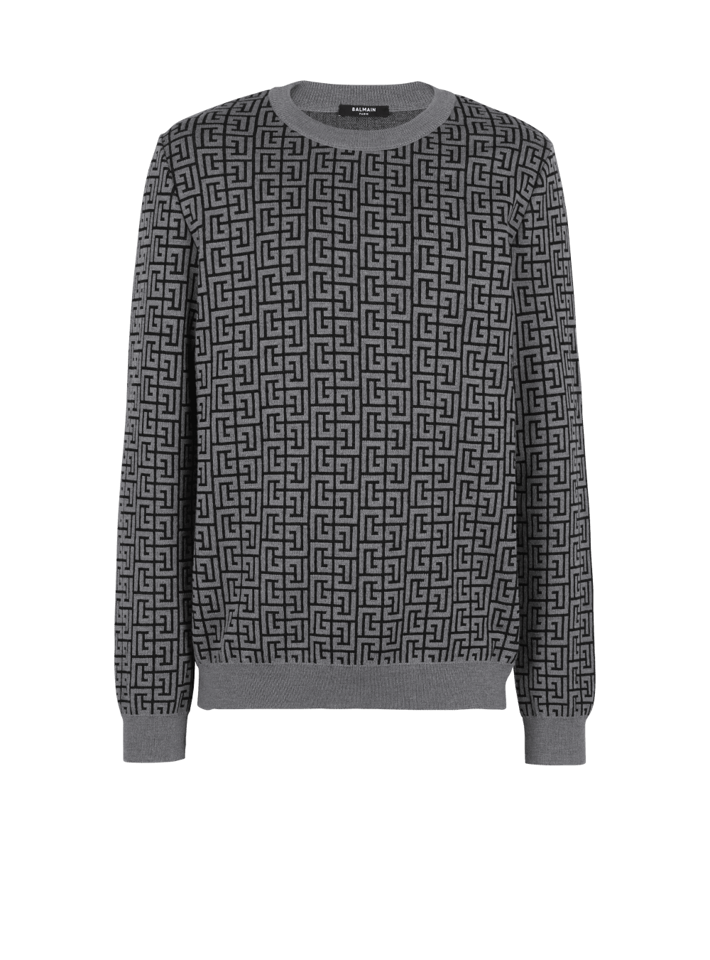 Men\'s Balmain Wool With Monogram Jumpers Grey | USA cFdRapU3