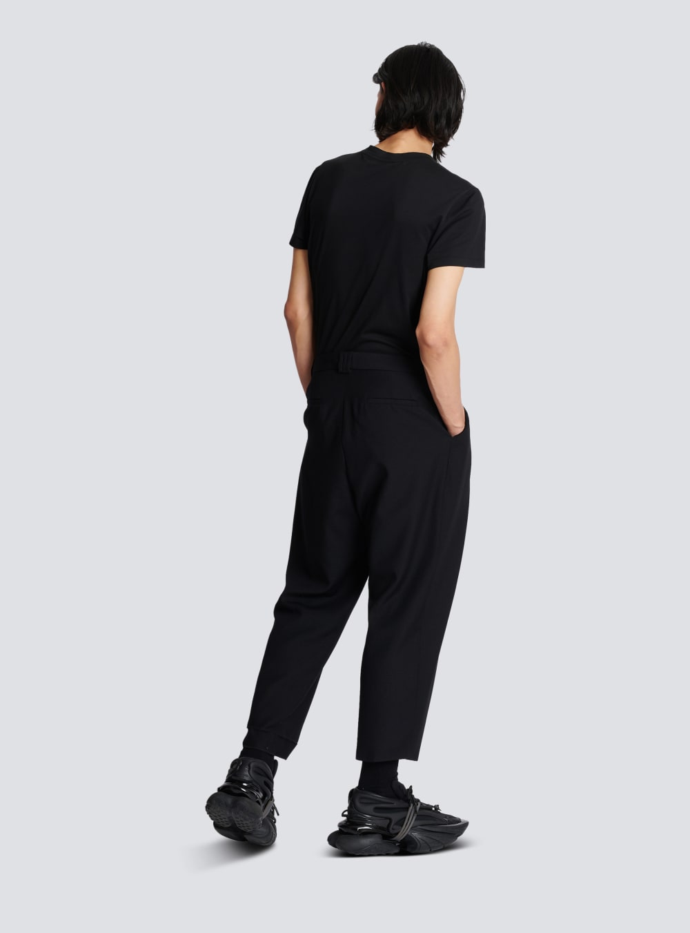 Men's Balmain Wool With Pleated Hem Trousers Black | USA G4qnyFzi