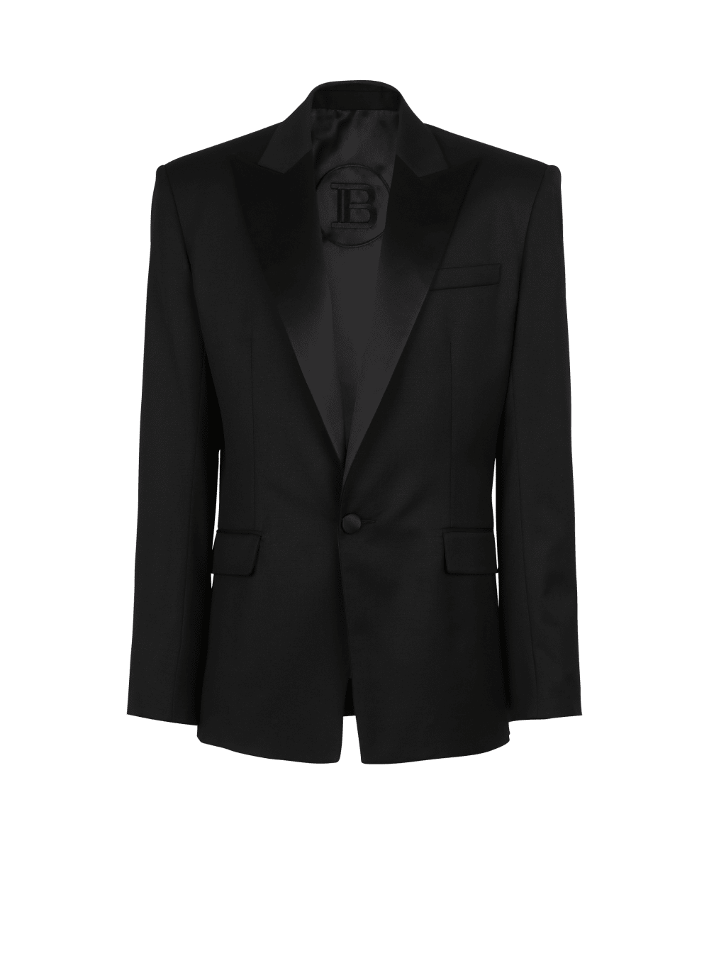 Men\'s Balmain Wool With Satin Collar Blazers Black | USA 5bSMGZZA