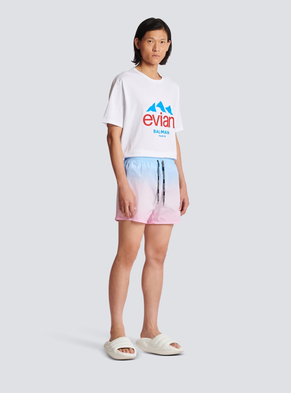 Men's Balmain X Evian-gradient Swim Shorts Multicolor | USA I8onR8lC