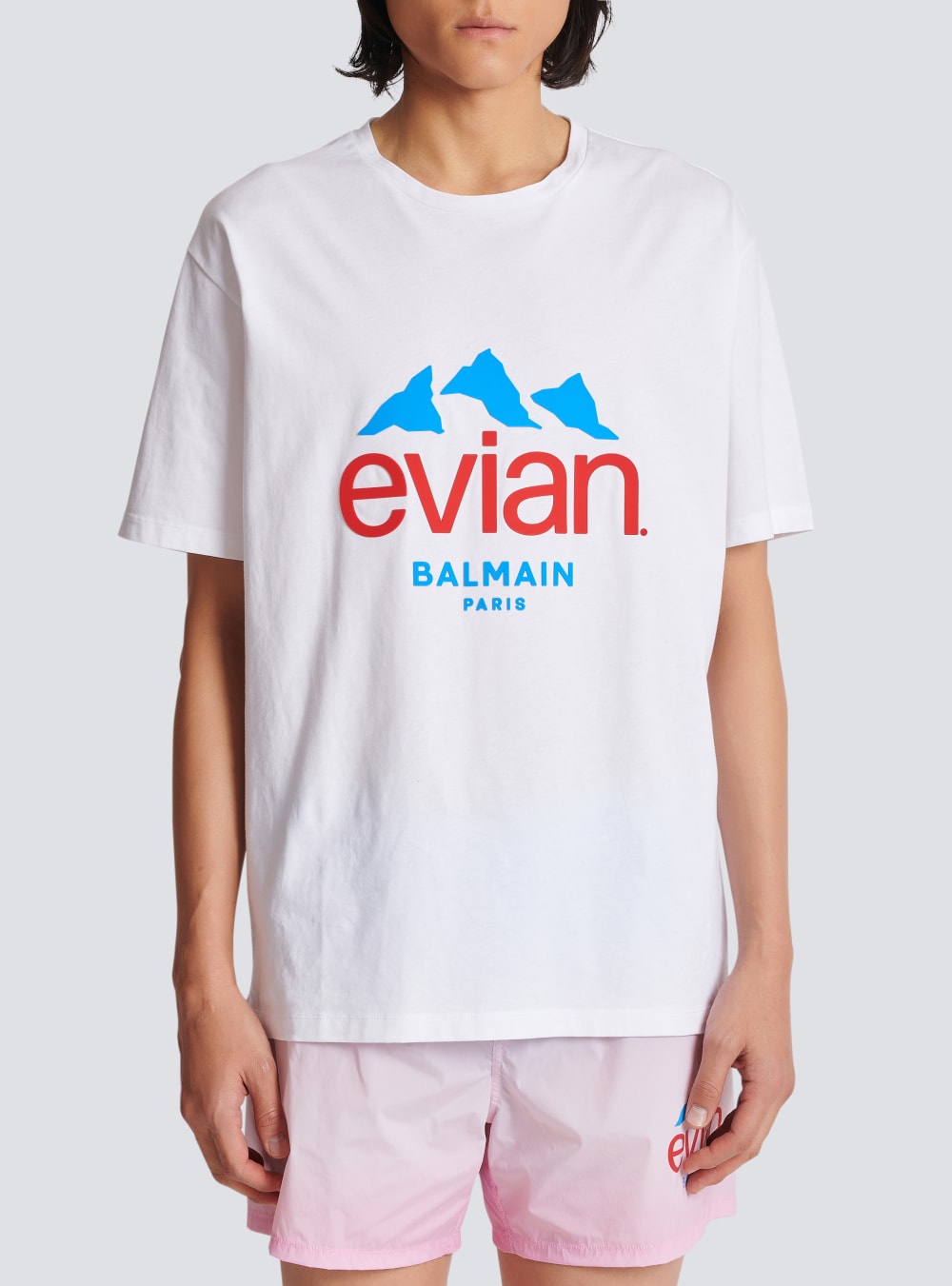 Men's Balmain X Evian-logo T Shirts White | USA s6BACpYc