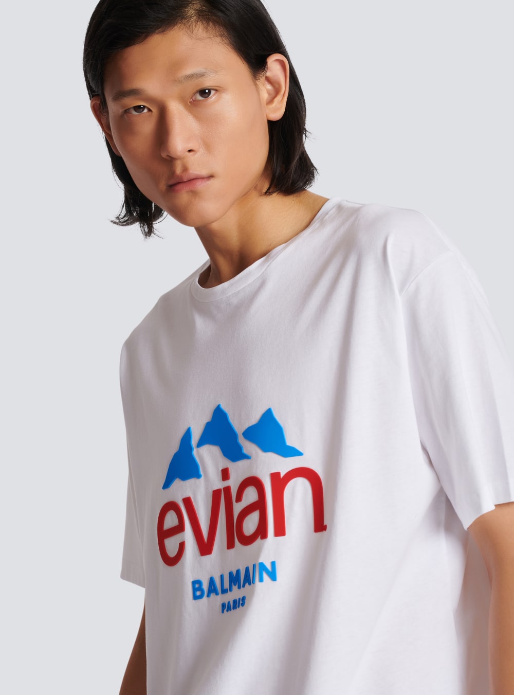 Men's Balmain X Evian-logo T Shirts White | USA s6BACpYc