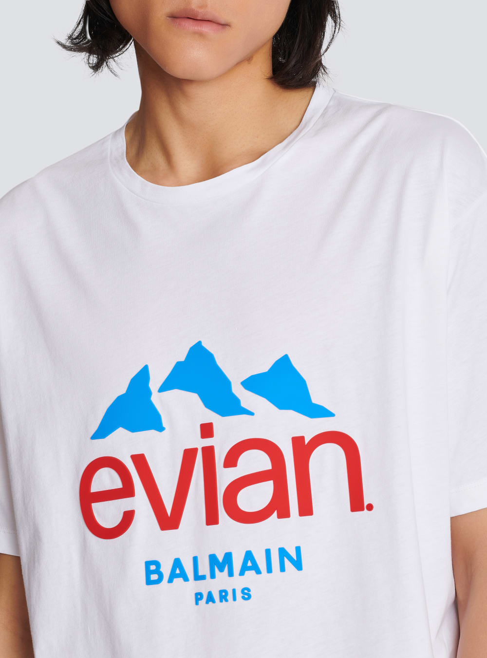 Men's Balmain X Evian-logo T Shirts White | USA s6BACpYc