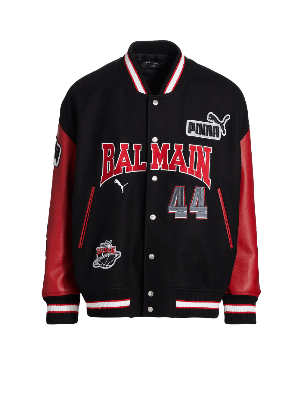 Men\'s Balmain X Puma-leather Varsity Jackets Red | USA 78tAM9r2