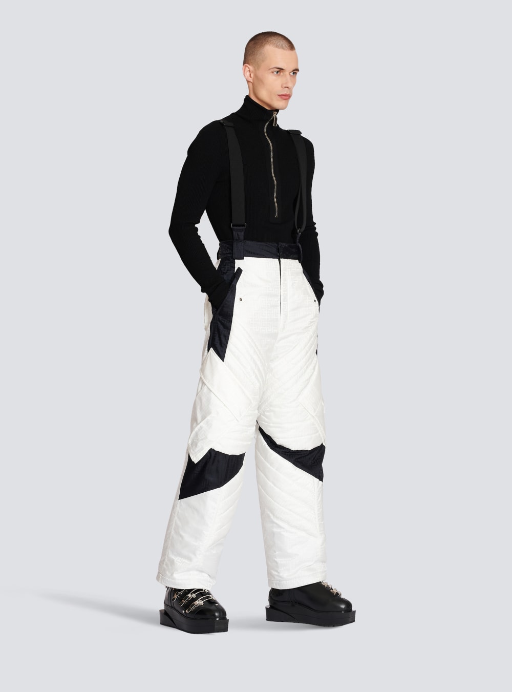 Men's Balmain X Rossignol-Monogram Ski With Straps Trousers White | USA eJ7oRfiI