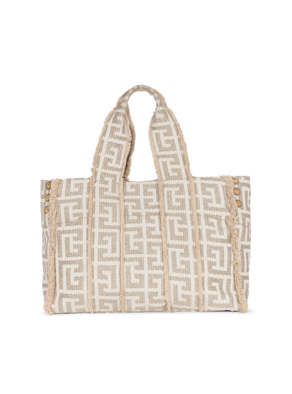 Men's Balmain Xxl Monogrammed Raffia Tote Bags Beige | USA PGCkFFGI