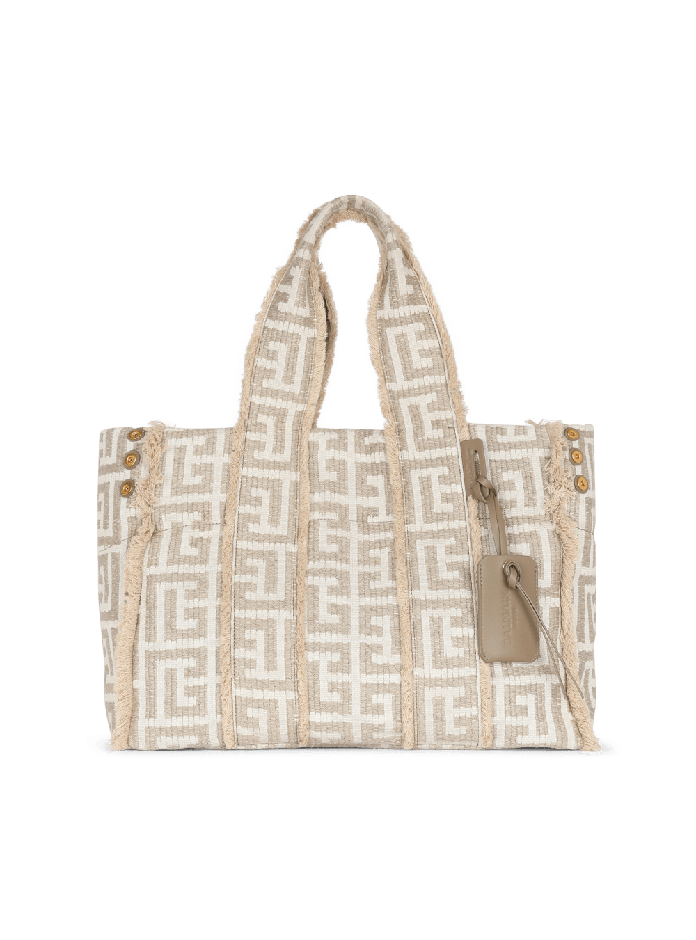 Men\'s Balmain Xxl Monogrammed Raffia Tote Bags Beige | USA PGCkFFGI