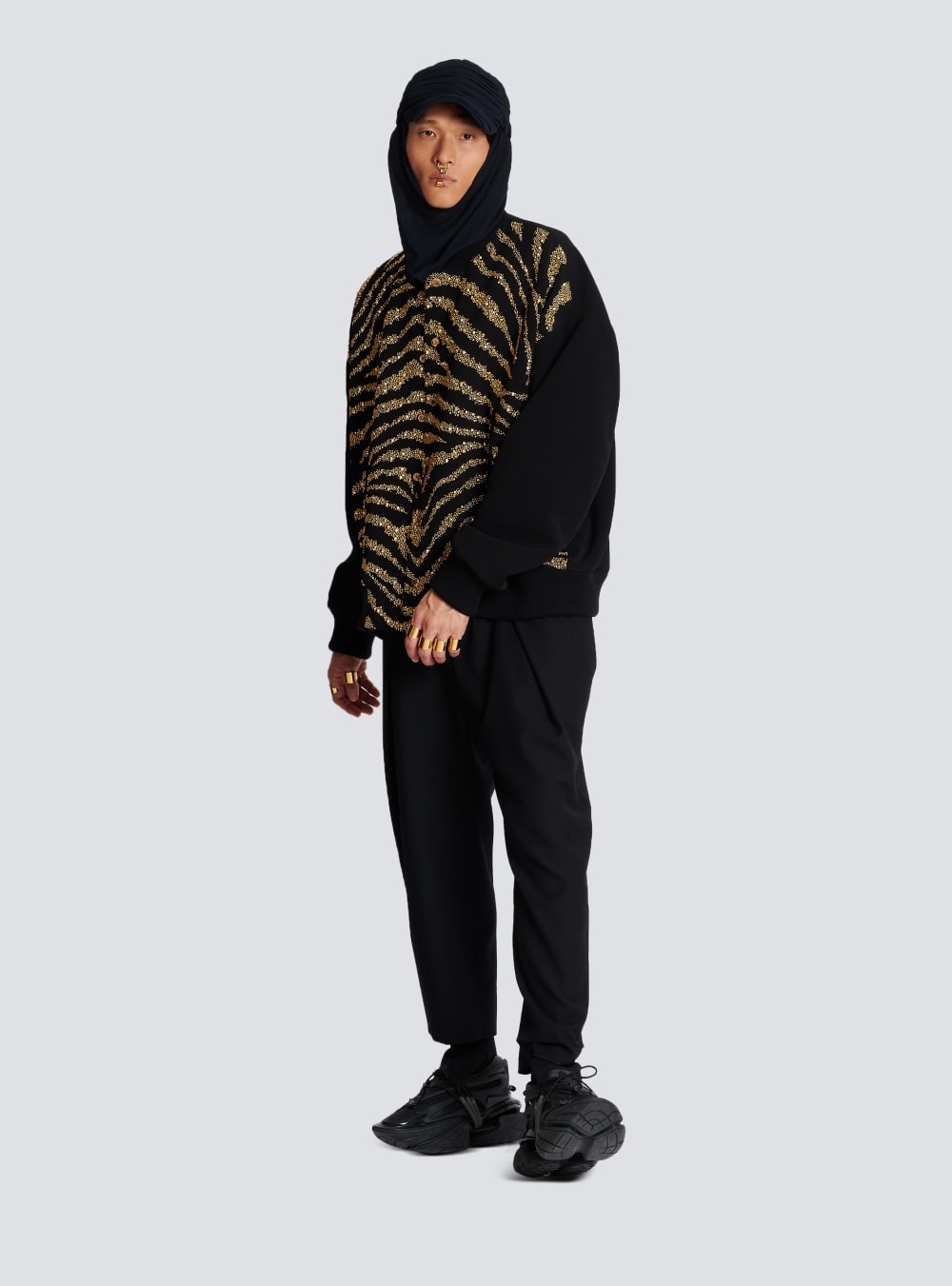 Men's Balmain Zebra Pattern Bomber Jackets Black | USA t18s75DD