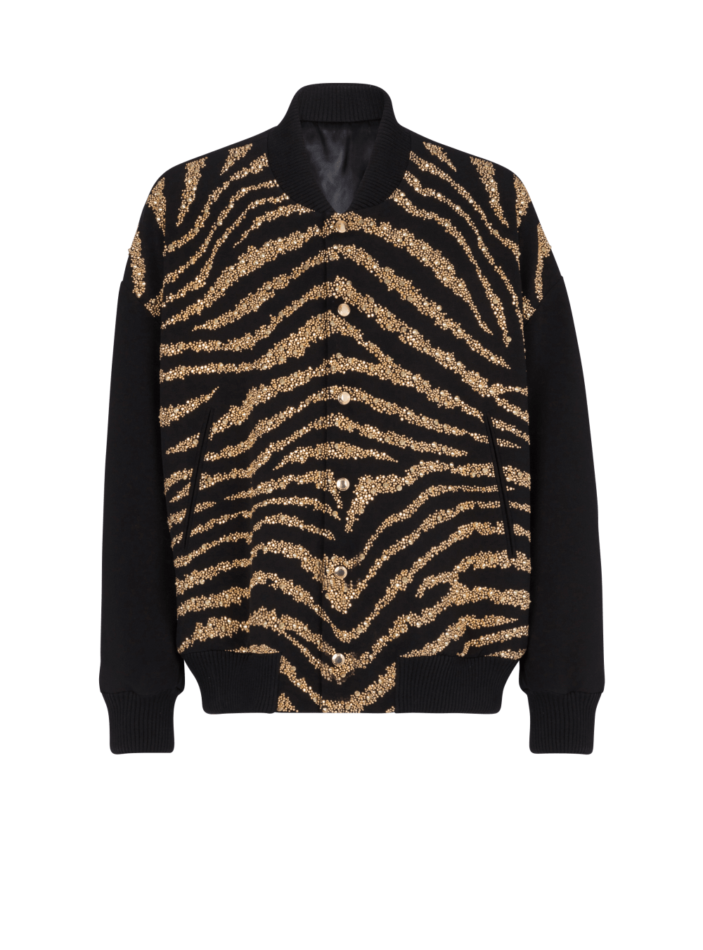 Men\'s Balmain Zebra Pattern Bomber Jackets Black | USA t18s75DD