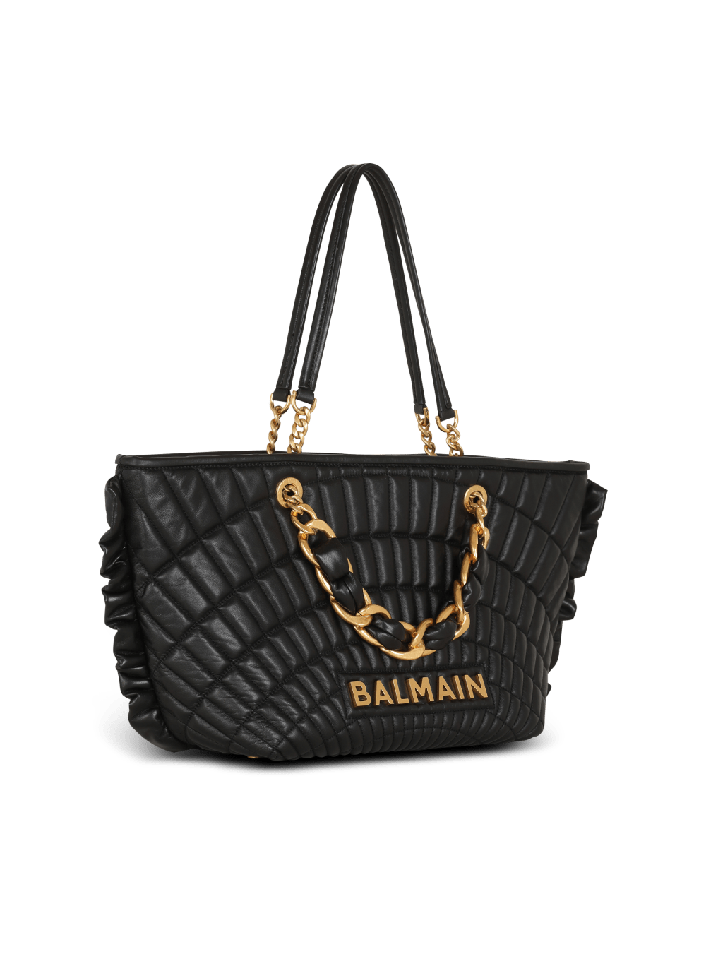 Women's Balmain 1945 Soft In Quilted Leather Tote Bags Black | USA zrFCaSkv