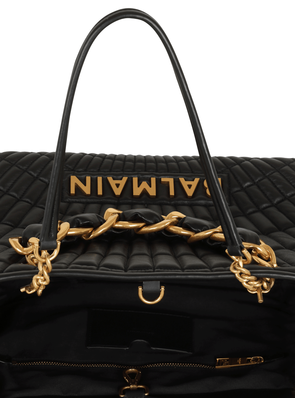 Women's Balmain 1945 Soft In Quilted Leather Tote Bags Black | USA zrFCaSkv