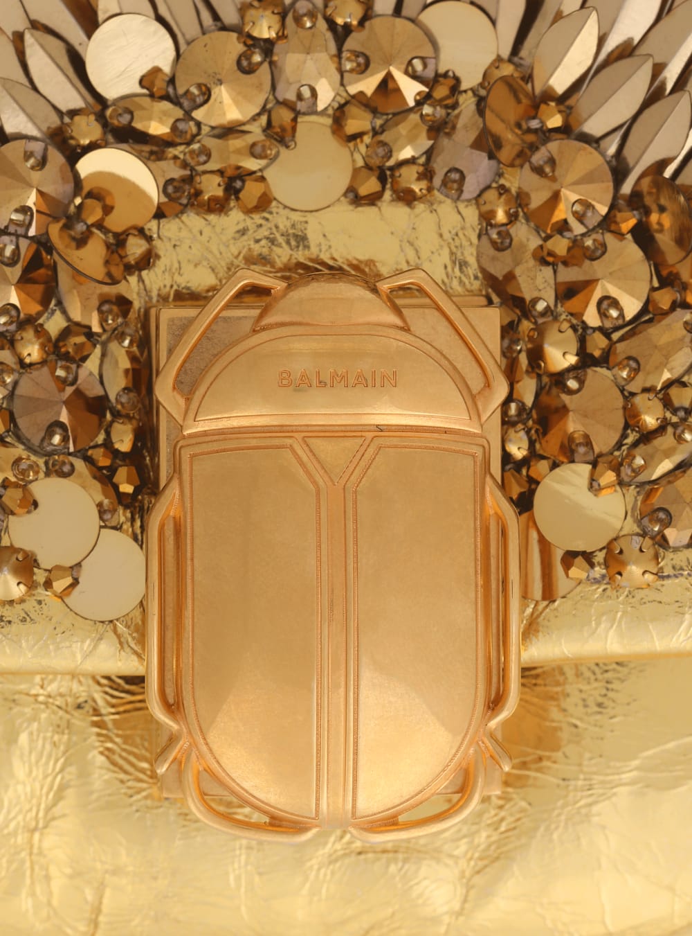 Women's Balmain 1945 Soft In Smooth Embroidered Leather Handbag Gold | USA KeN8YcwR