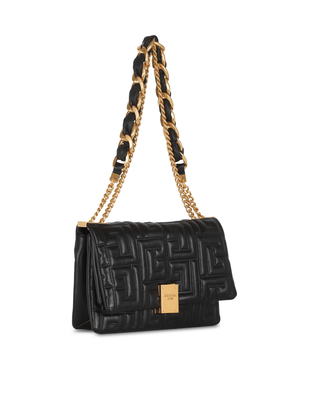 Women's Balmain 1945 Soft Medium In Quilted Leather Shoulder Bags Black | USA XhEkz3LJ