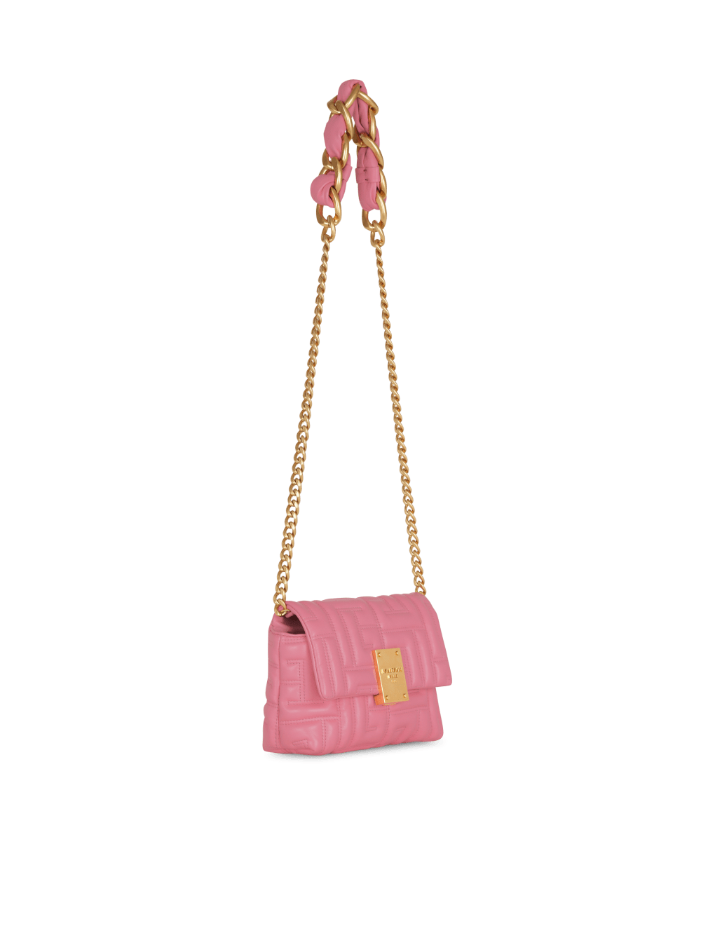 Women's Balmain 1945 Soft Mini In Quilted Leather Crossbody Bags Pink | USA WW4PVarM