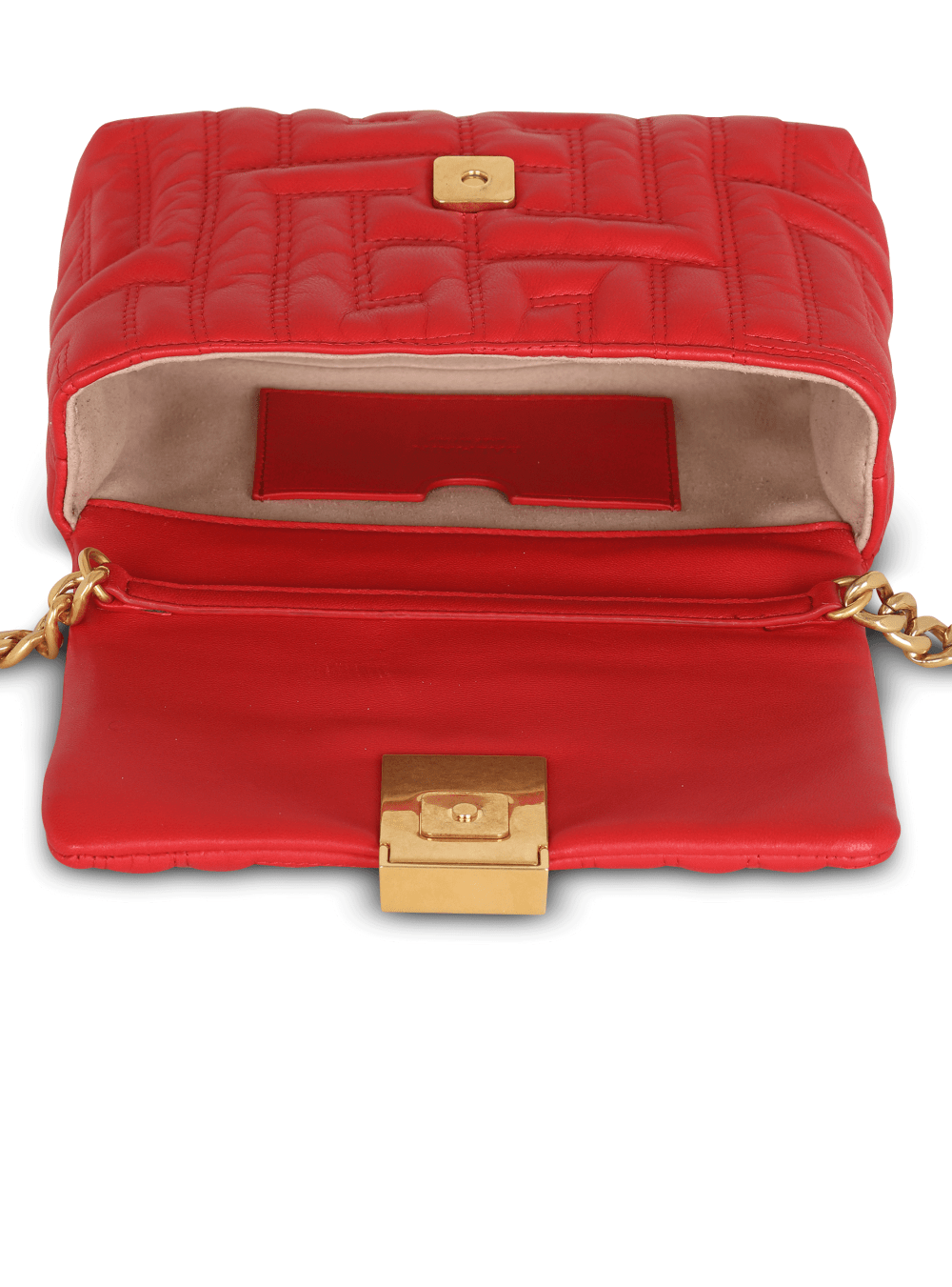 Women's Balmain 1945 Soft Mini In Quilted Leather Shoulder Bags Red | USA xVJLsQIW