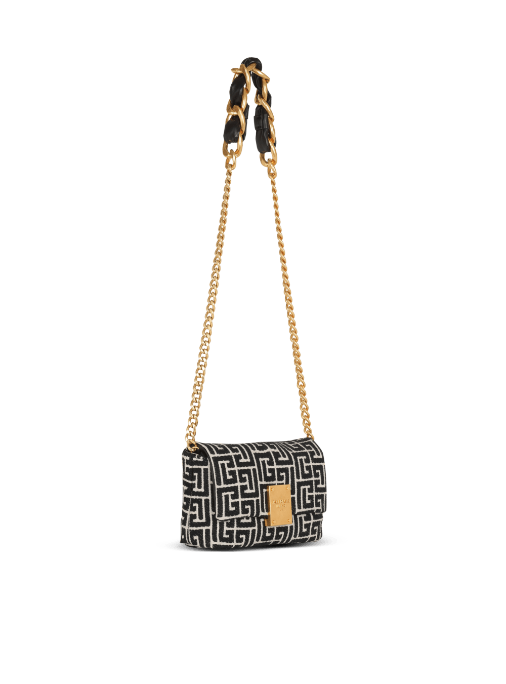 Women's Balmain 1945 Soft Mini With Jacquard Monogram Crossbody Bags Black | USA Ls3fy83N