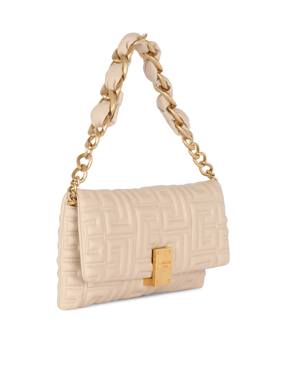 Women's Balmain 1945 Soft Quilted Leather Handbag Beige | USA e40K3gfT