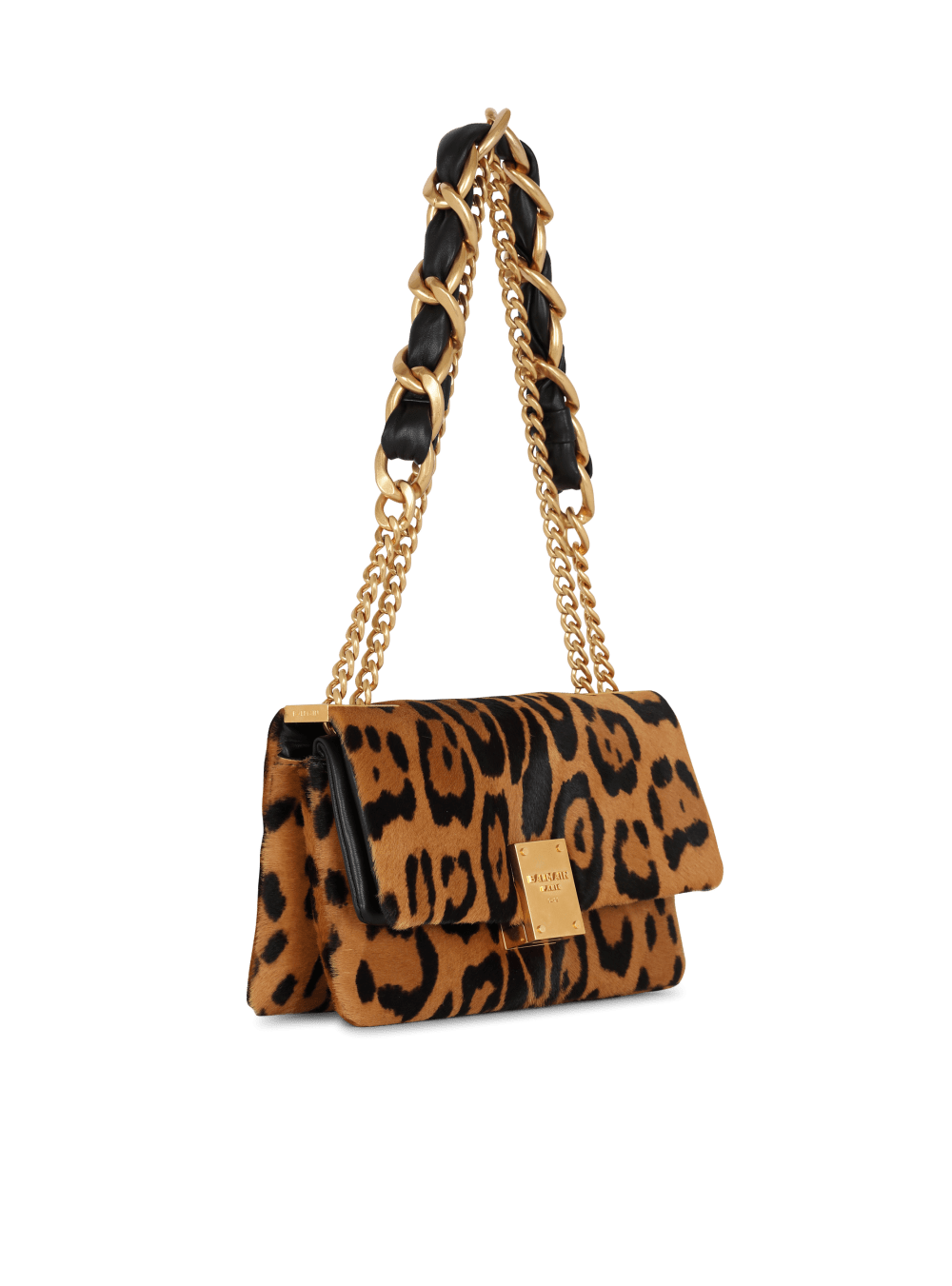 Women's Balmain 1945 Soft Small In Leopard-effect Leather Crossbody Bags Brown | USA dKJ2dzOe