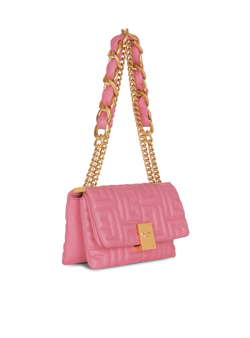 Women's Balmain 1945 Soft Small In Quilted Leather Crossbody Bags Pink | USA 2sUKUFaf