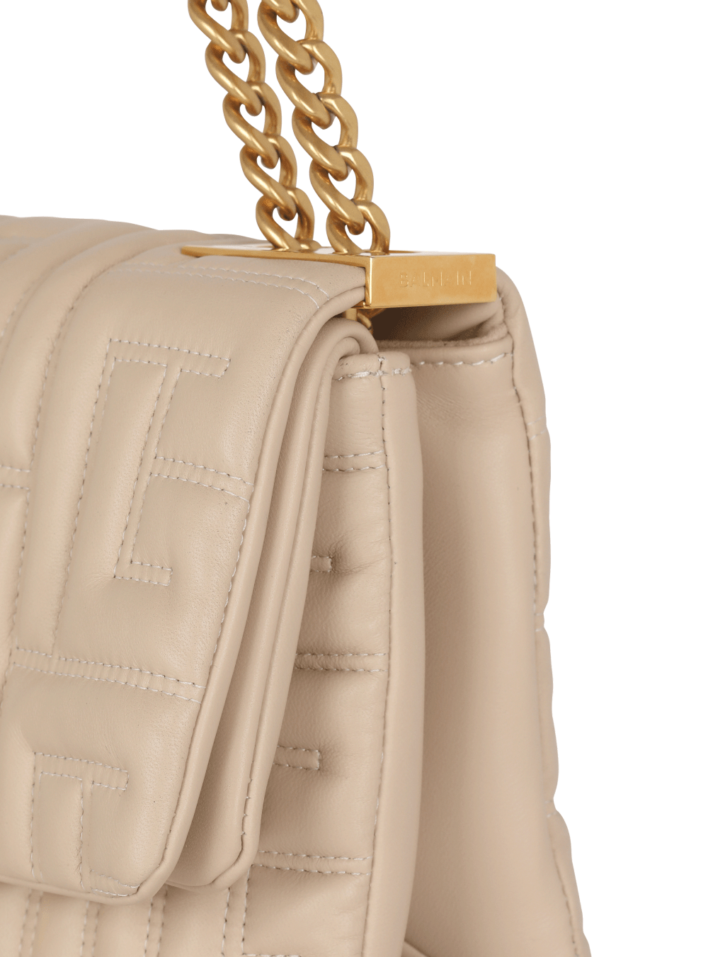 Women's Balmain 1945 Soft Small In Quilted Leather Shoulder Bags Beige | USA LNzjfoCU